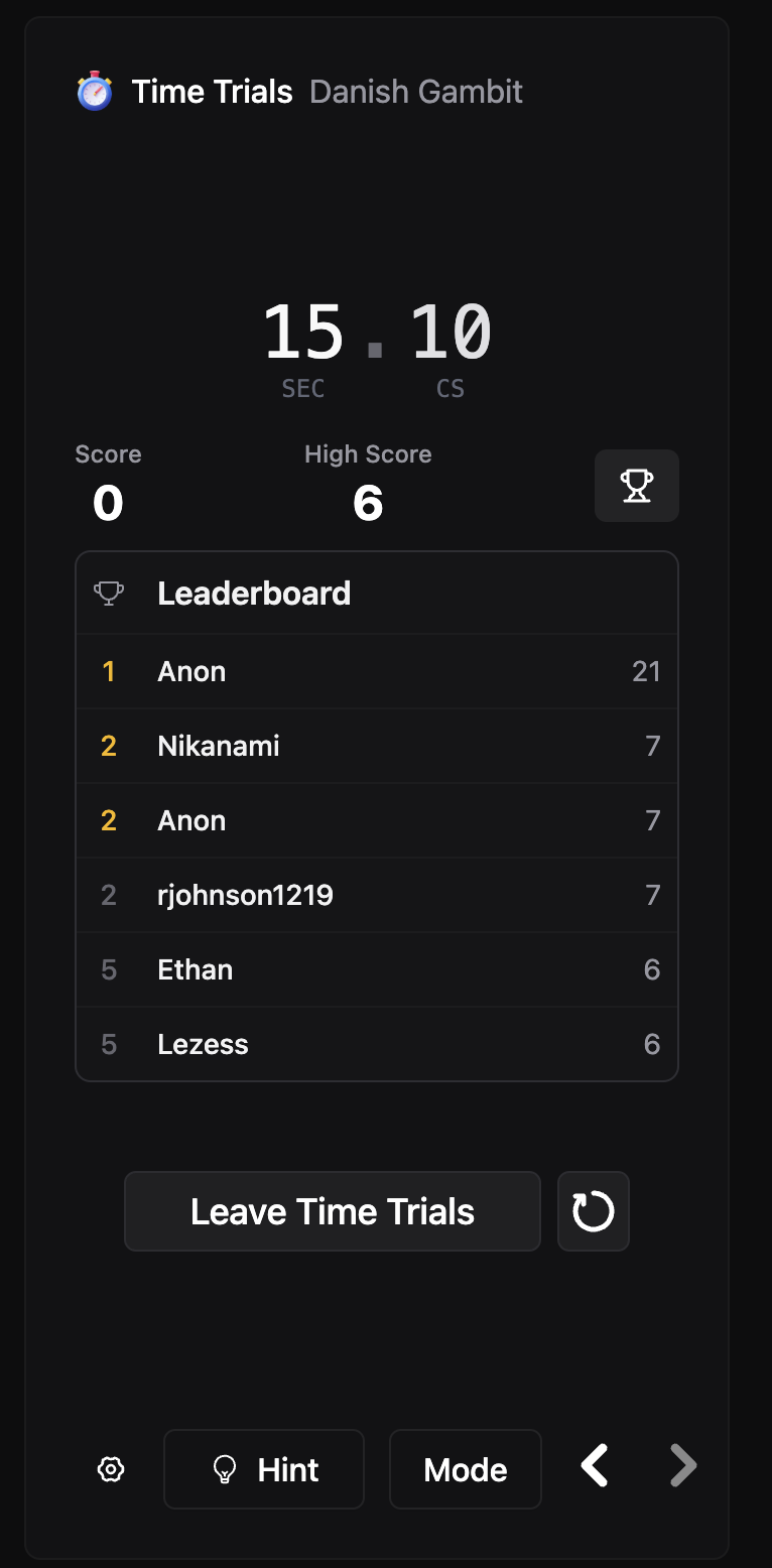 Time Trial Restart Button