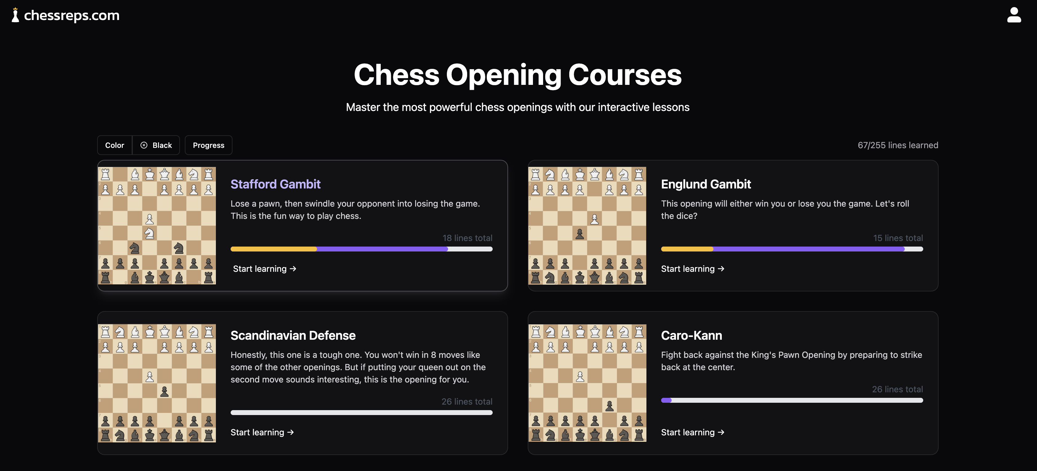 Filter openings by color